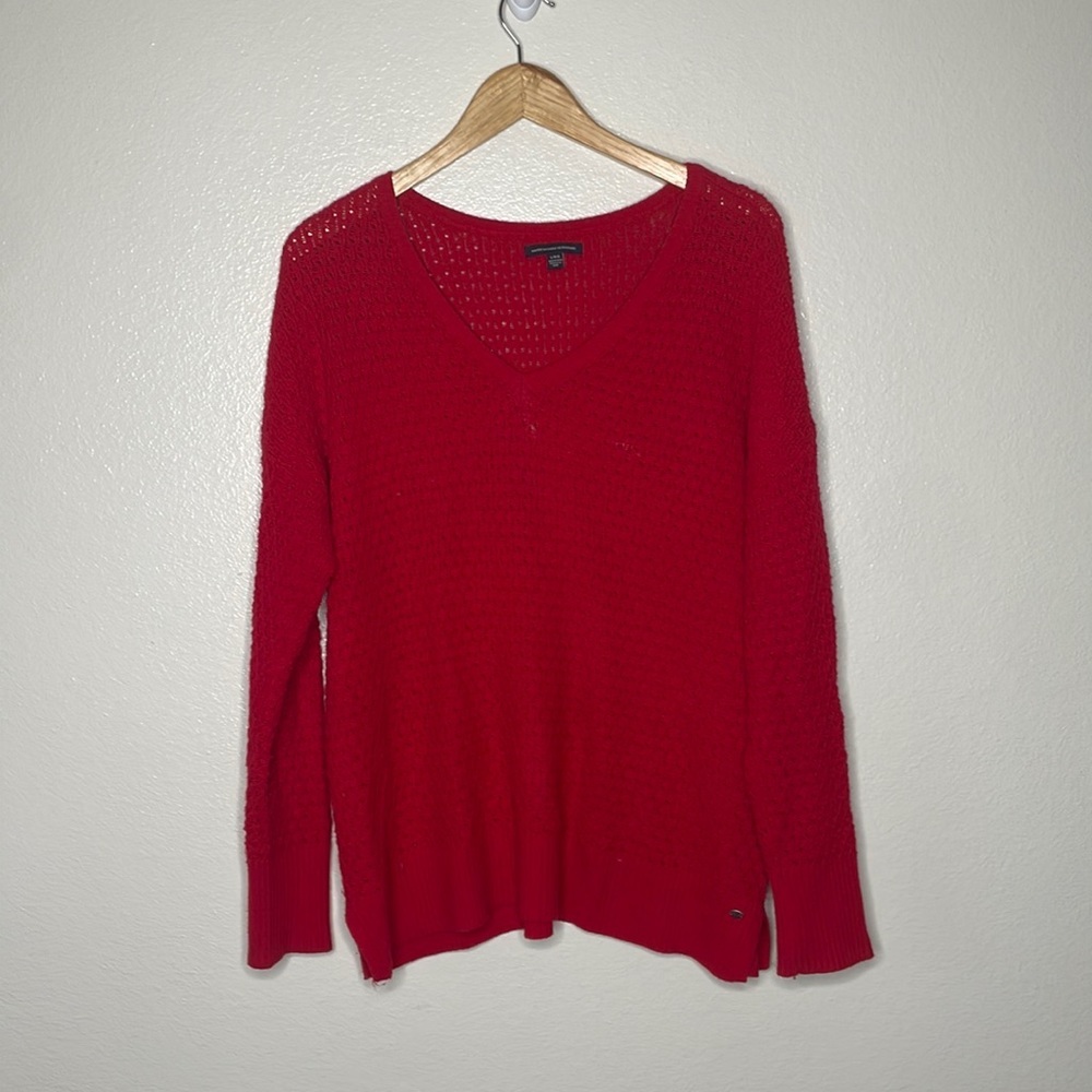 American Eagle V-neck Wool blend‎ Sweater sz Large Red